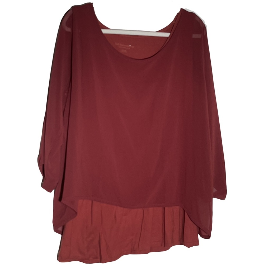 Soft Surroundings double layer blouse with tank top and sheer shell Maroon